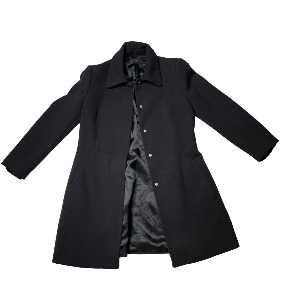 Zara Women's Solid Black Cropped Trench Coat, size Small